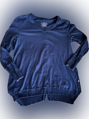 Neon Buddha navy blue cotton nicely detailed long sleeved tee top M 💕